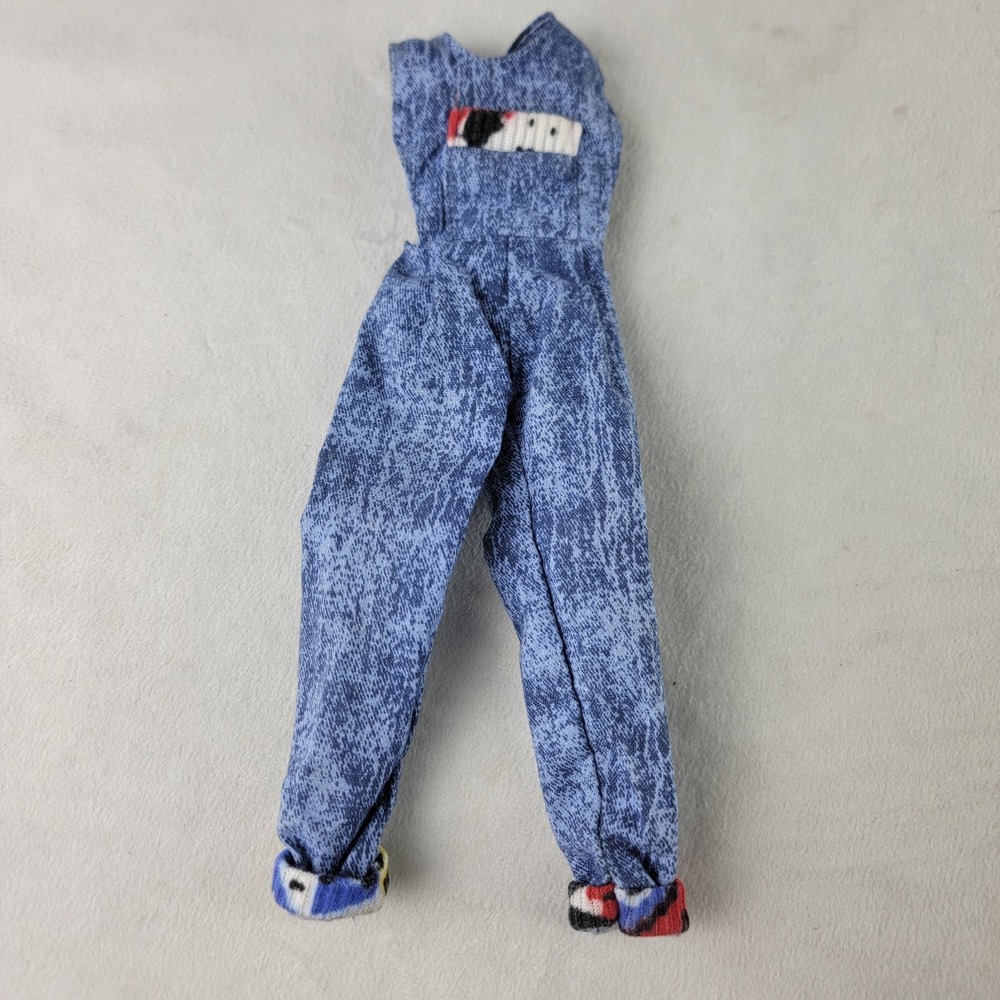 Vintage Barbie Clothes Fashionista Blue Bibs Overalls 80s Cloth Accessory